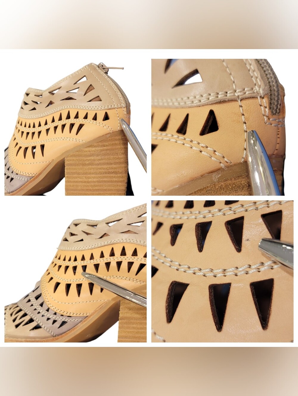 Jeffrey Campbell Free People Faviola Cutout Western Booties Tri-Color Taupe 7.5 - Picture 14 of 17